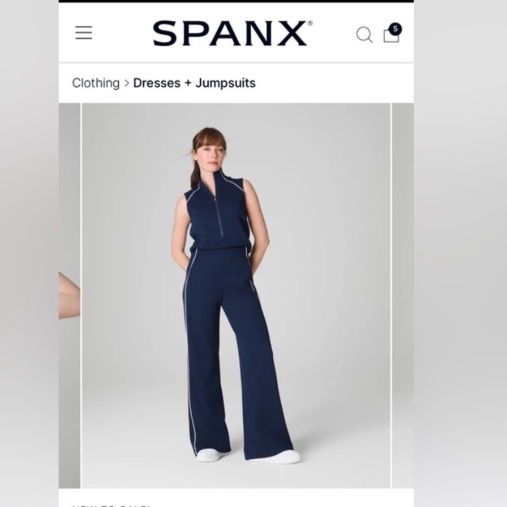 SPANX Navy Jumpsuit with White Accents